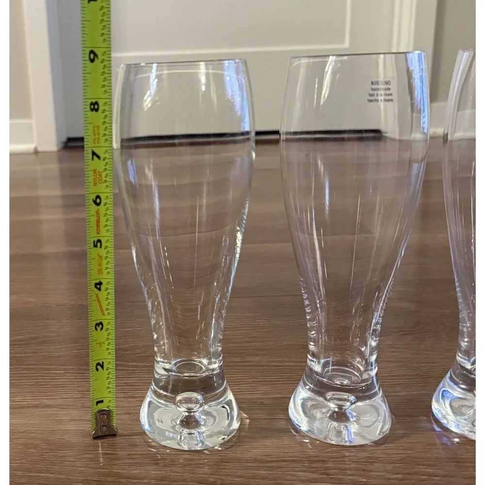Set of 3 KROSNO Poland Crystal Bubble Pilsner Glasses Crate & Barrel